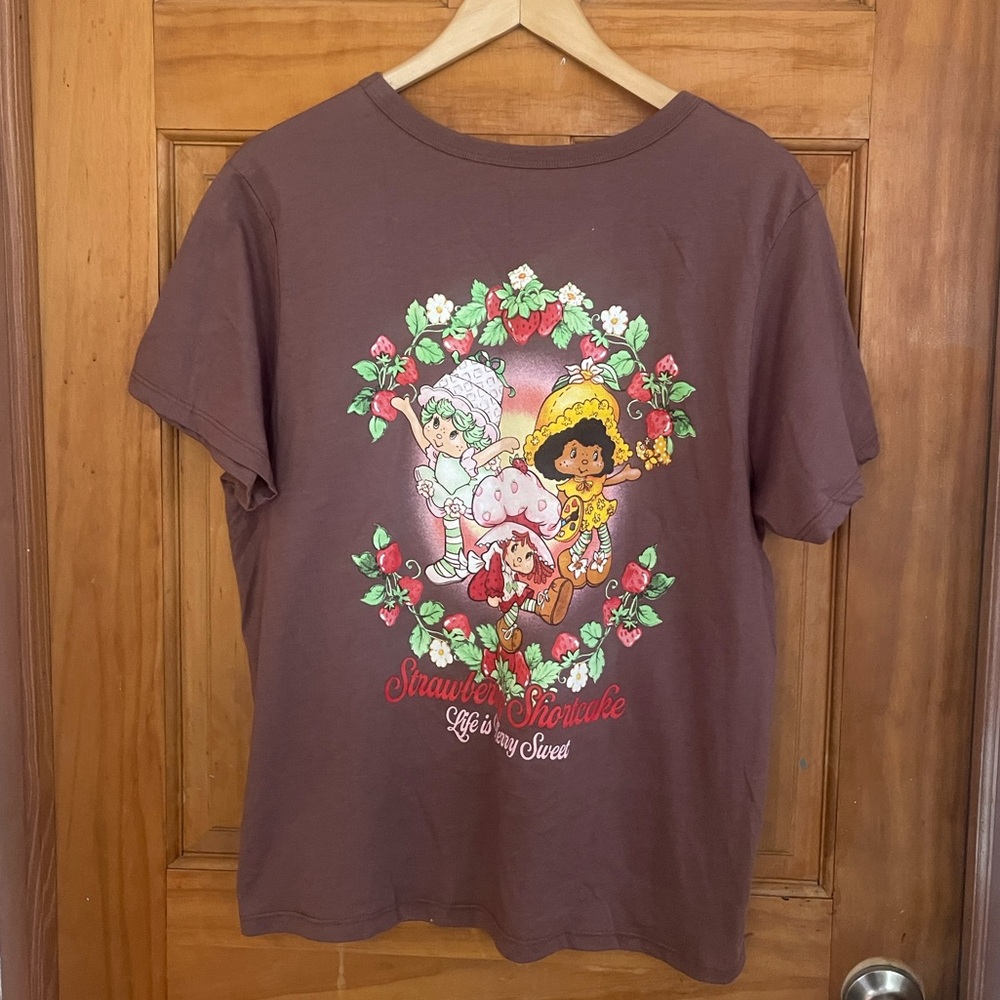 Women's Strawberry Shortcake Berry Sweet Short Sleeve Graphic T-Shirt - Brown XL - Picture 5 of 6